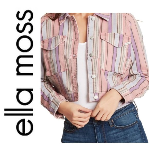 Ella Moss Jackets & Blazers - Ella Moss Dolman Bomber Jacket Rainbow Stripe
